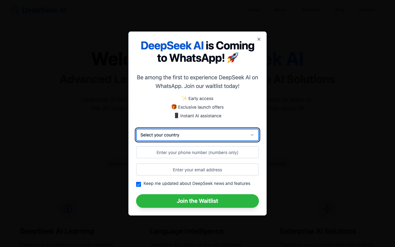 DeepSwiftSeek Official Website Screenshot