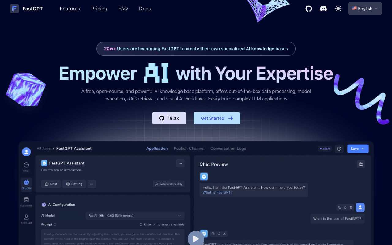 FastGPT Official Website Screenshot