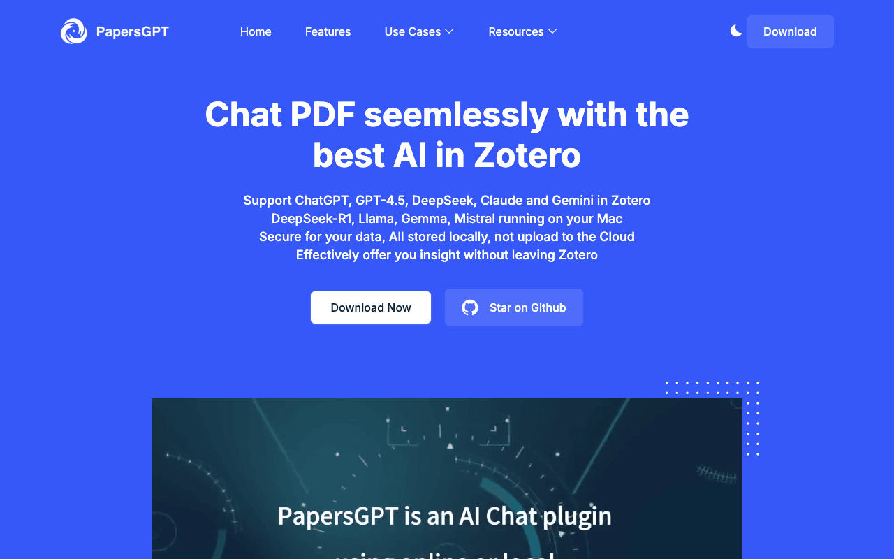 PapersGPT Official Website Screenshot